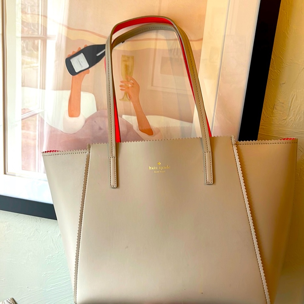 ♠️Kate Spade ♠️ beige and hot pink leather tote